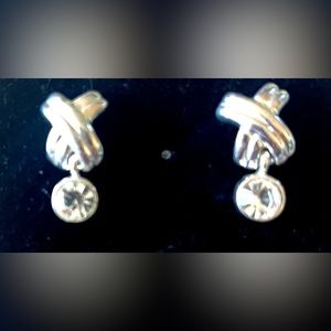 Pair of Silver Tone Cubic Zirconia Post Earrings! Great Condition!